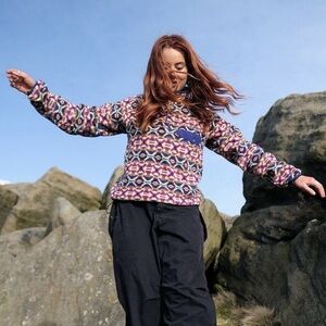 Women's Patagonia Synchilla Snap-T Fleece Pullover Aberdeen Blue Butterfly Large